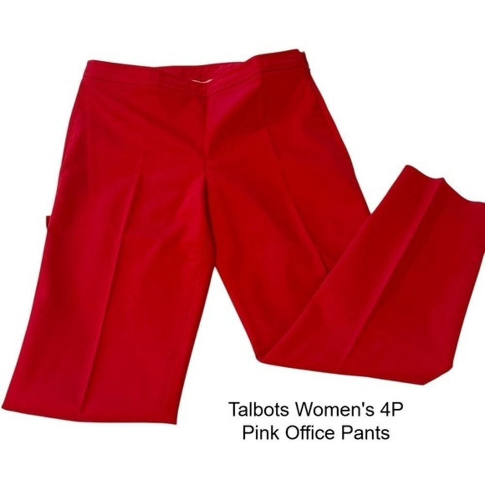 Talbots Womens 4P Pink Side Zip Straight Leg Dress Pants Petite PH95